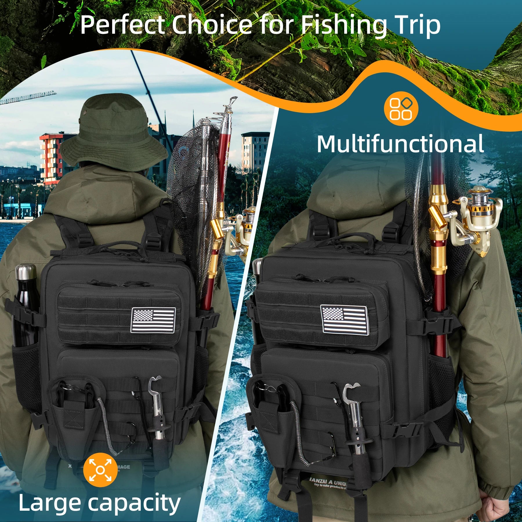 25L Tactical Fishing & Hunting Backpack – Waterproof Outdoor Travel Daypack 🎒
