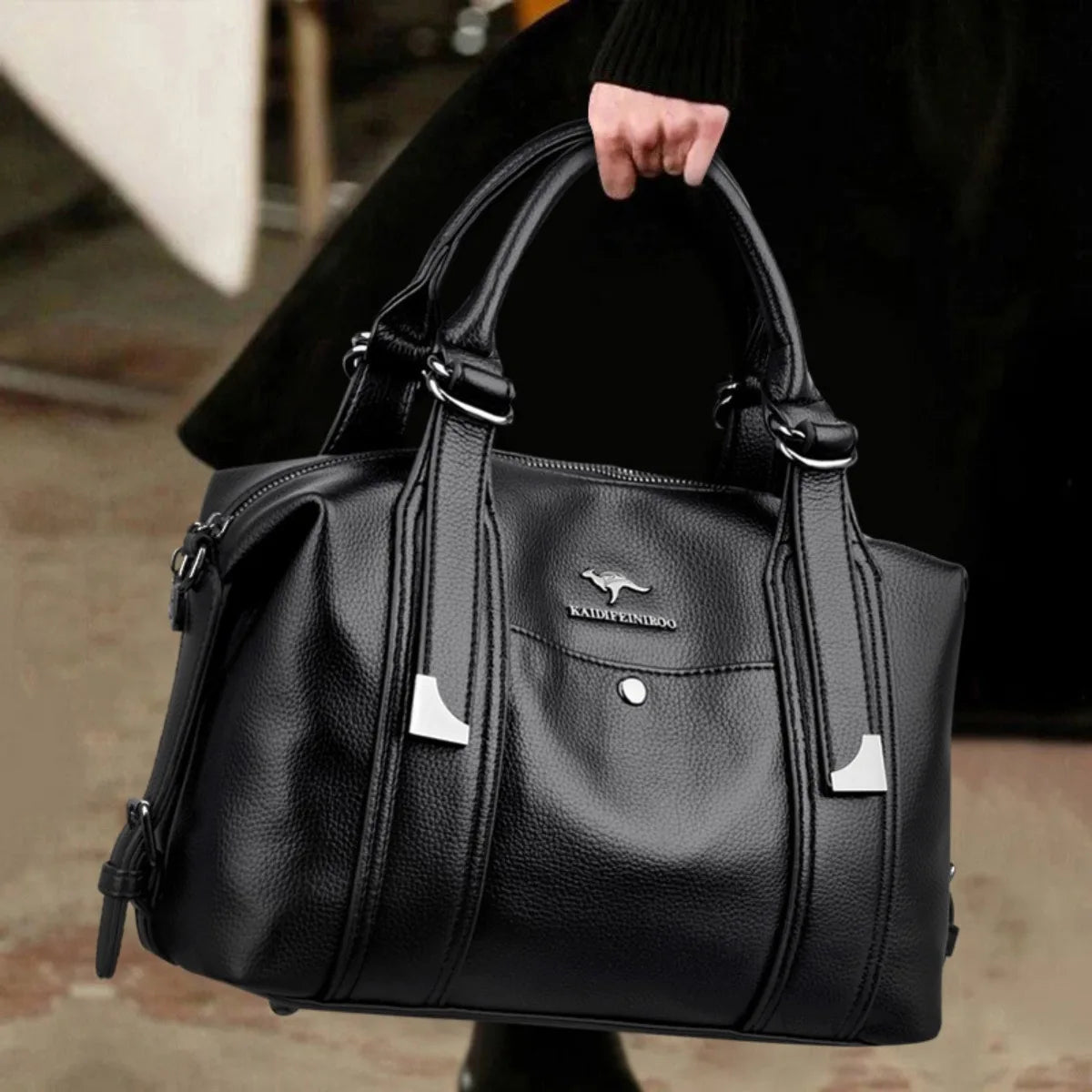 Women’s Classic 2-Way Leather Bag – Premium Soft PU Shoulder & Crossbody Pillow Tote for Business, Work & Daily Use