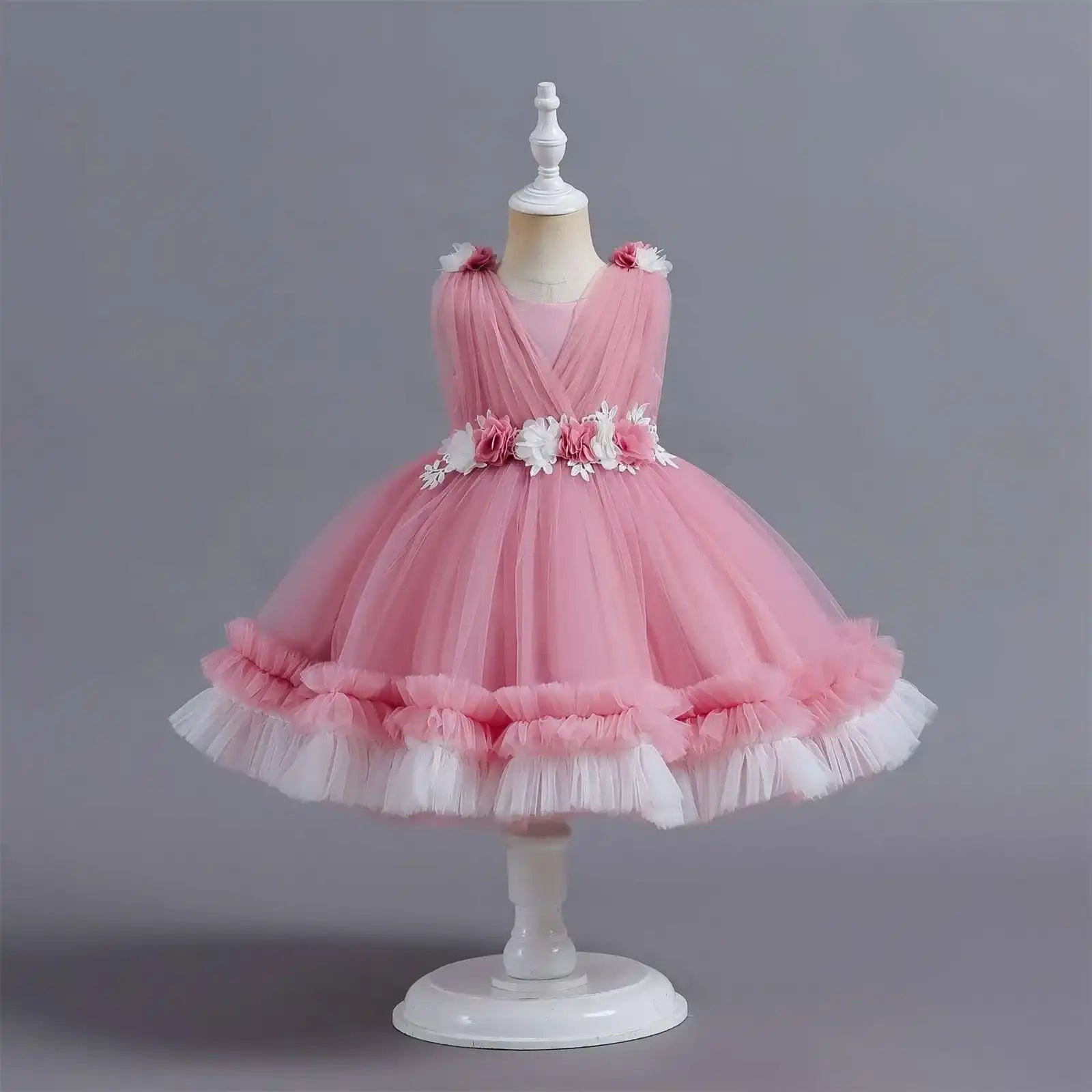 Sweet Princess Floral Lace Cake Dress – Girls First Birthday & Party Gown