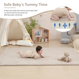 Khaki Water-Repellent Baby Play Mat – Soft Velvet Non-Slip Floor Rug for Crawling & Activities