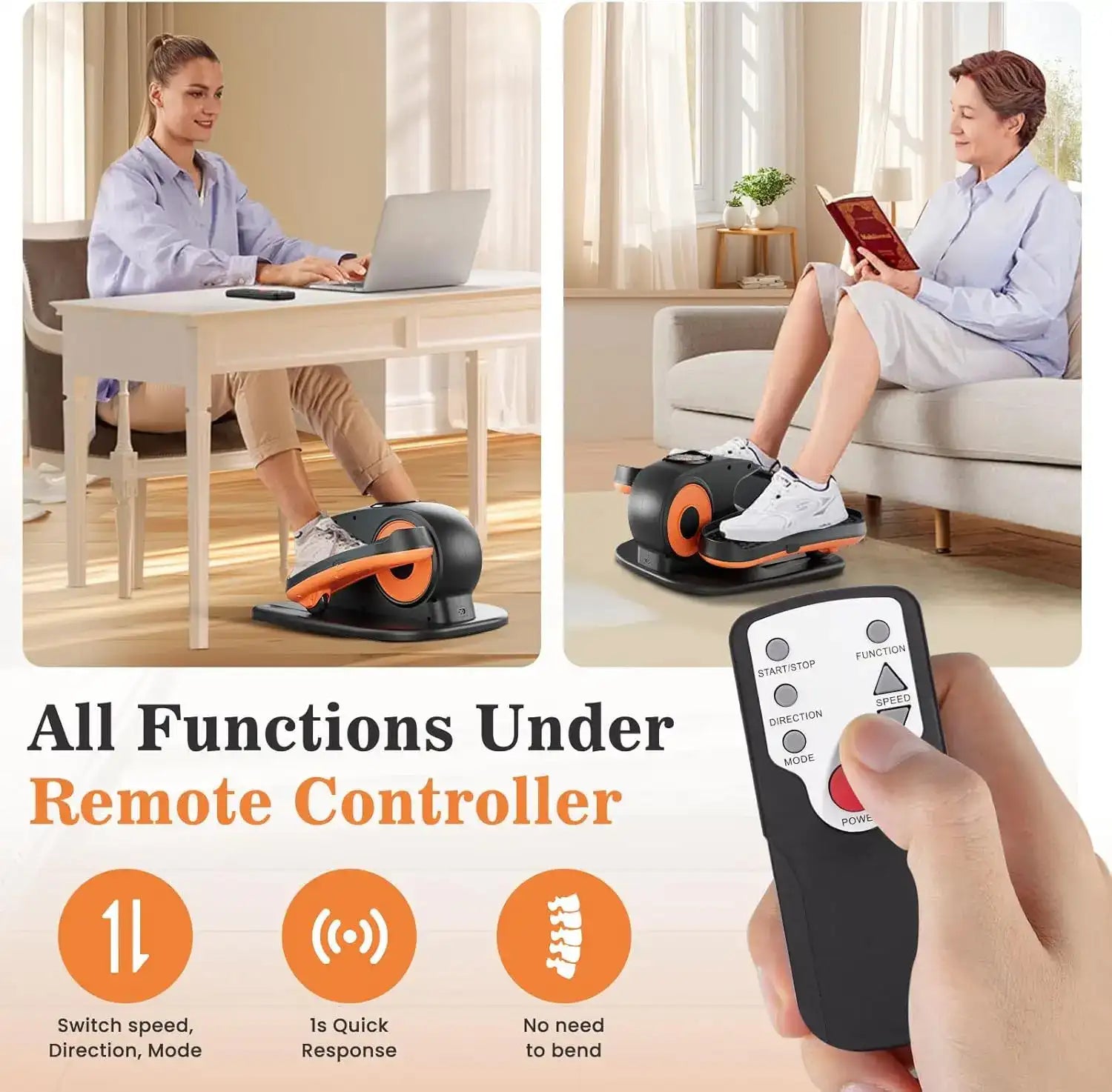 Under-Desk Elliptical Machine – Compact Ellipse Exerciser (12 Speeds) with Remote Control for Seniors & Home Office