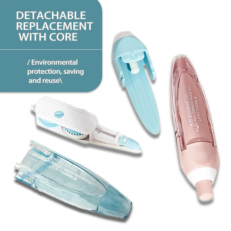 Refillable White-Out Correction Tape Set – 4 Bodies & 10 Refills for Office & School