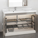 Expandable Under Sink Organizer Rack – 2-Tier Adjustable Cabinet Shelf with Removable Baskets