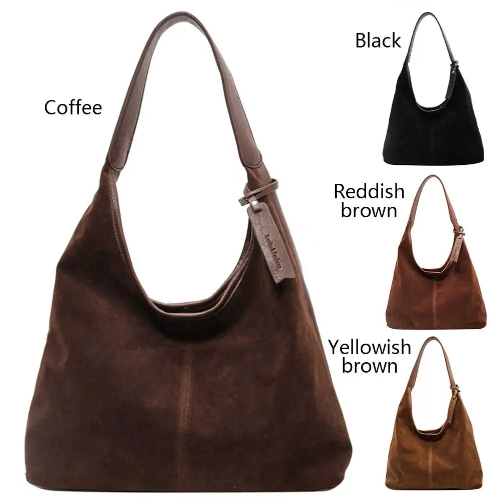 Soft Slouchy Suede Hobo Bag – Magnetic Closure Shoulder Bag for Women