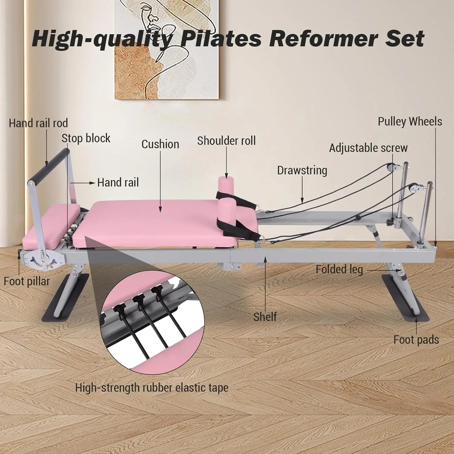 Foldable Pilates Reformer Machine – 77" Home Gym Equipment Adjustable for Beginners & Advanced