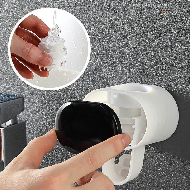 Automatic Toothpaste Dispenser & Toothbrush Holder – Wall-Mounted Bathroom Organizer
