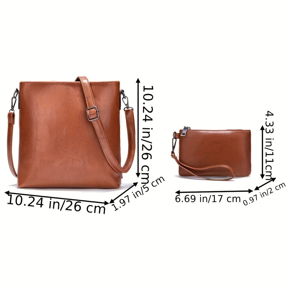 Women’s Soft Leather Two-Piece Shoulder & Crossbody Set – Elegant Messenger Handbag Combo for Daily Use