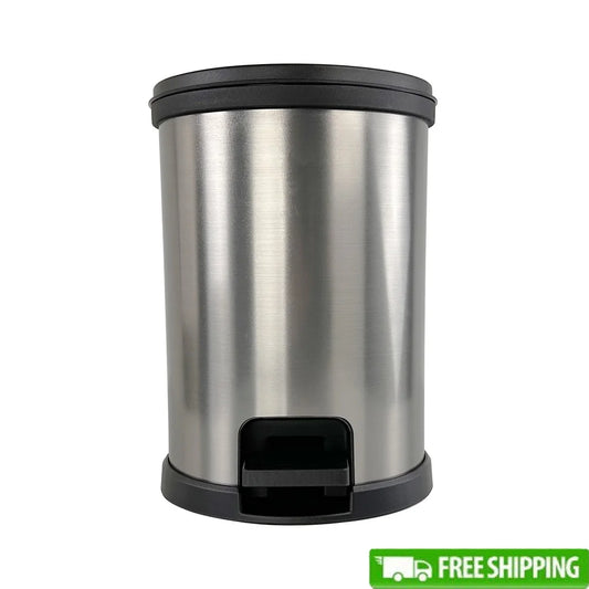 Round 1.5 Gallon Plastic Step Trash Can – Compact Pedal Bin for Bathroom & Office