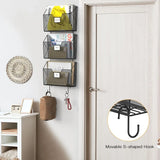 📂 3-Pack Metal Wall File Organizer with Hooks – Mesh Wall-Mounted Magazine & Document Rack for Home & Office (Black)