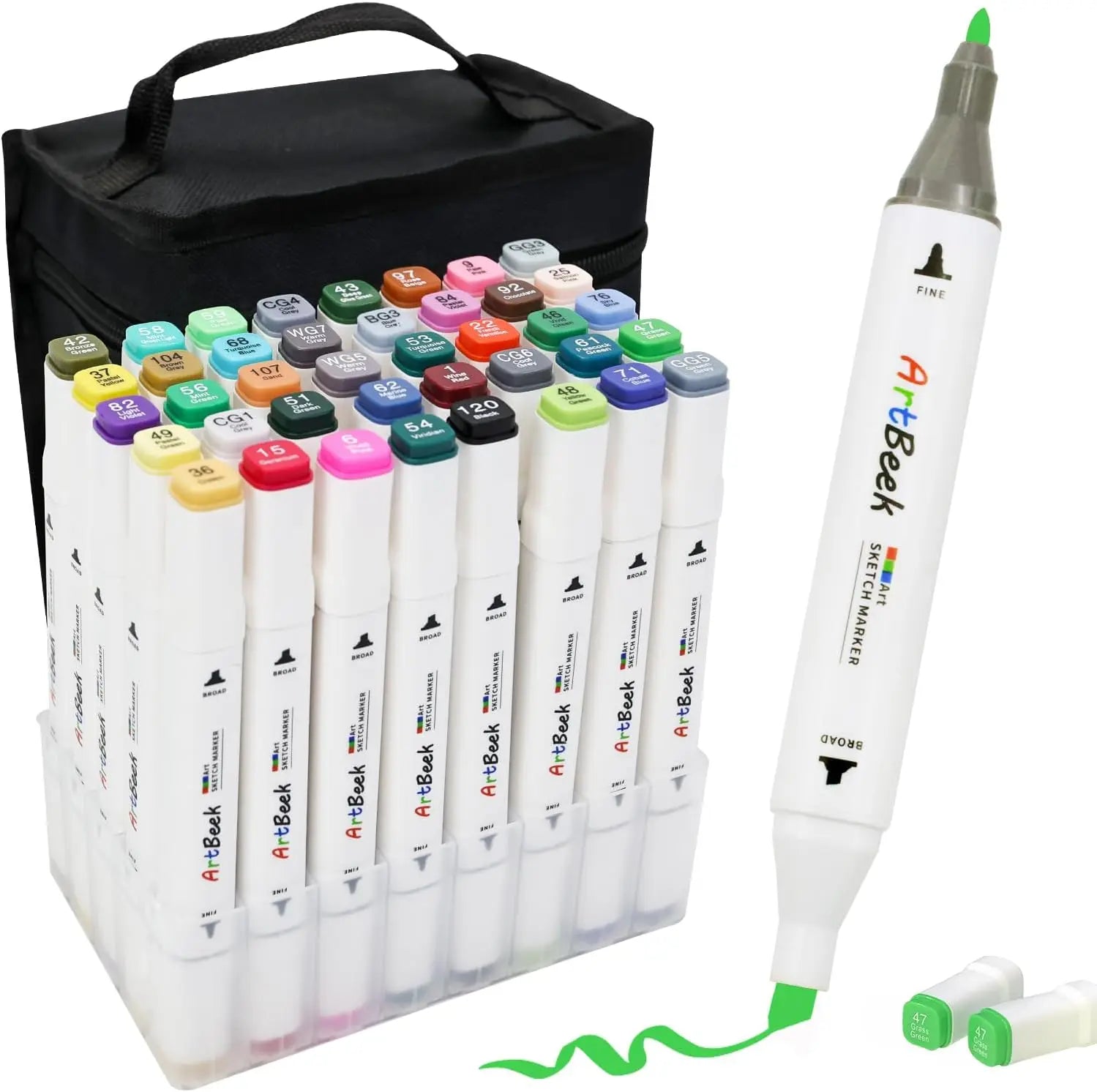 ArtBeek Alcohol Markers – Dual Tip Art Marker Set for Adult Coloring, Drawing & Illustration 🎨