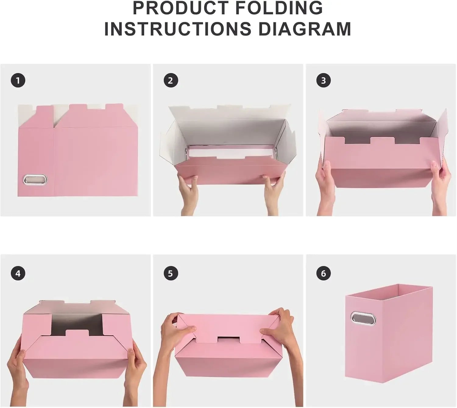 Collapsible File Organizer Box – 2-Pack Portable Storage with Handle for Office & Home (Pink) 📁