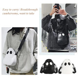 Ghost Funny Leather Shoulder Bag 👻 – Cute Devil Design Unisex Crossbody & Handbag for Travel & Daily Use