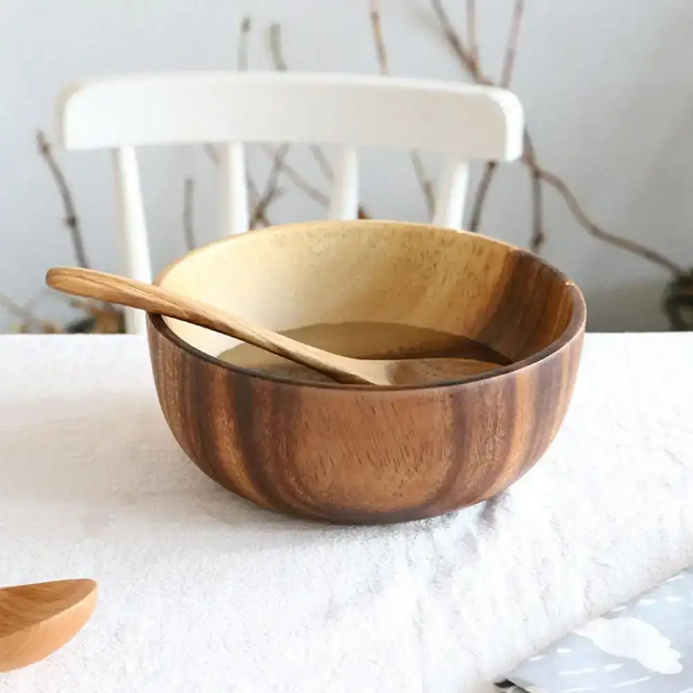 “Eco-Friendly Wooden Salad Bowl – Japanese Practical Large Wooden Soup & Kitchen Supplies”