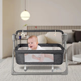 Elele Nova 3‑in‑1 Electric Cradle & Baby Swing Bed – Gray/Khaki Auto-Rocking Recliner Crib with Music, Remote & Soft Mattress
