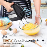 5-Speed Electric Hand Mixer 800W – Handheld Mixer with Turbo, Stainless Steel Attachments & Storage Case