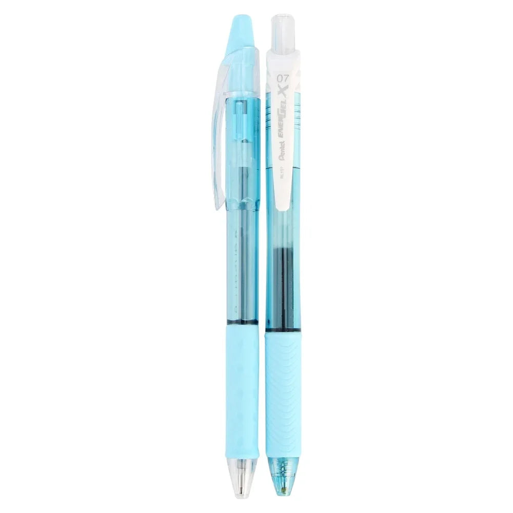 5-Piece Sky Blue Writing Set – Gel Pen, Ballpoint, Mechanical Pencil & Erasers