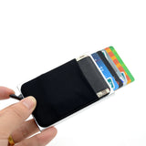 Slim Aluminum RFID Wallet – Automatic Pop-Up Credit Card Holder with Elastic Back Pouch 💳⚡
