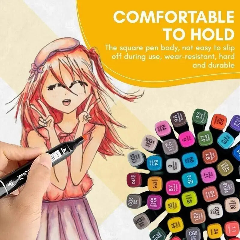 80-Color Dual-Head Art Marker Pen Set – Sketch, Manga & Drawing for Artists & Students 🎨
