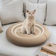 Round Cat Scratching Board & Nest – Non-Slip Cardboard Bed with White Stripe / Brown Finish for Small-Medium Indoor Cats