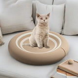 Round Cat Scratching Board – Non-Slip Claw Grinding Pad & Portable Sofa Bed for Cats (White Stripes / Brown)