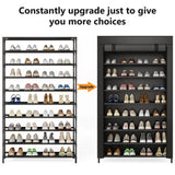 10-Tier Shoes Rack with Cover – Large Capacity Black Shoe Storage Organizer for Entryway & Closet (Up to 50 Pairs)