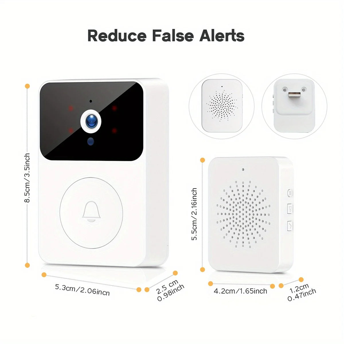 Smart Wireless Doorbell – Rechargeable Battery Video Doorbell with HD Camera, Two-Way Audio & Outdoor Visual Phone Monitoring