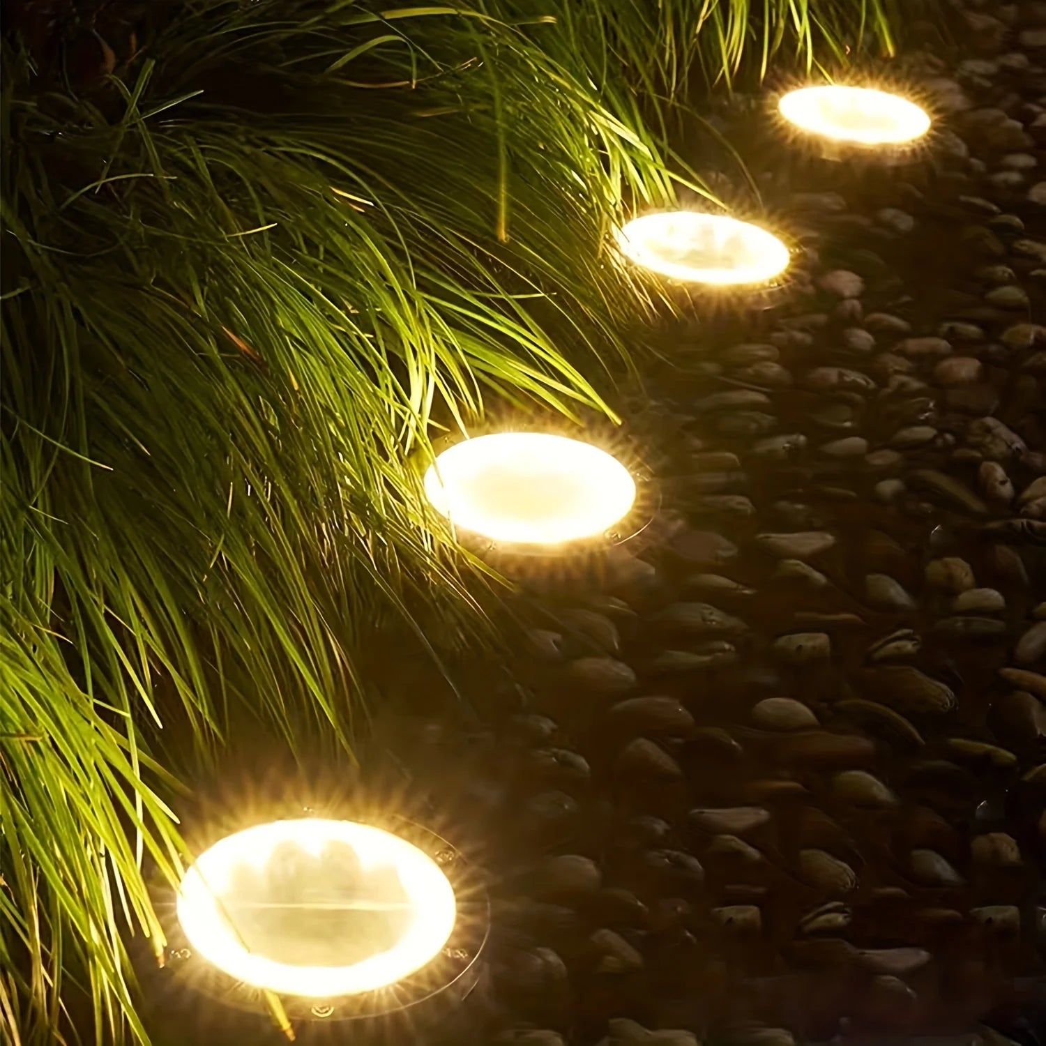 4-Pack Solar Ground Lights – Outdoor 8 LEDs Adjustable Embedded Landscape Lighting for Garden, Patio, Walkway & Lawn