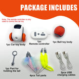 Interactive Remote-Control Cat Toy Car & Smart Electric Rolling Ball with Feather Tail