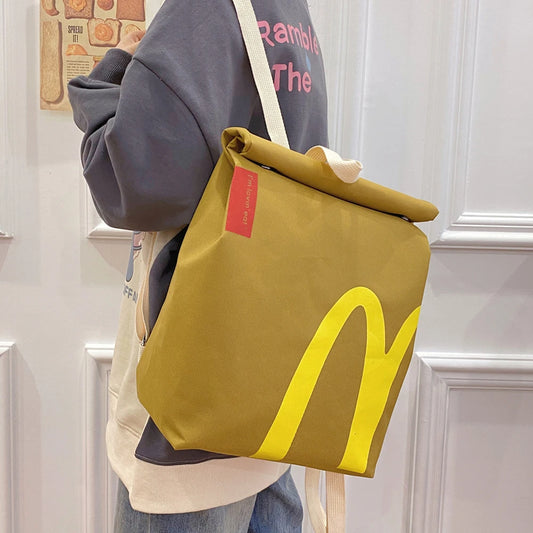 Novelty Roll-Top Backpack – Large Capacity Casual Daypack with Adjustable Straps for School, Commuting & Daily Use