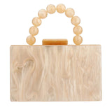 Women Beading Handbag Marble Acrylic Luxury Box Clutch – Evening Bag with Chain Shoulder Strap for Wedding, Party & Dinner Dress
