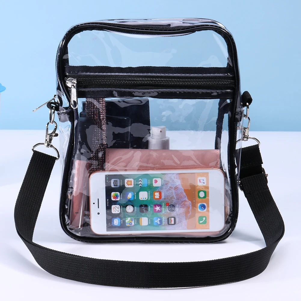 Transparent TPU Crossbody Bag — Stadium-Approved Clear Shoulder Messenger Purse for Travel, Concerts & Sports