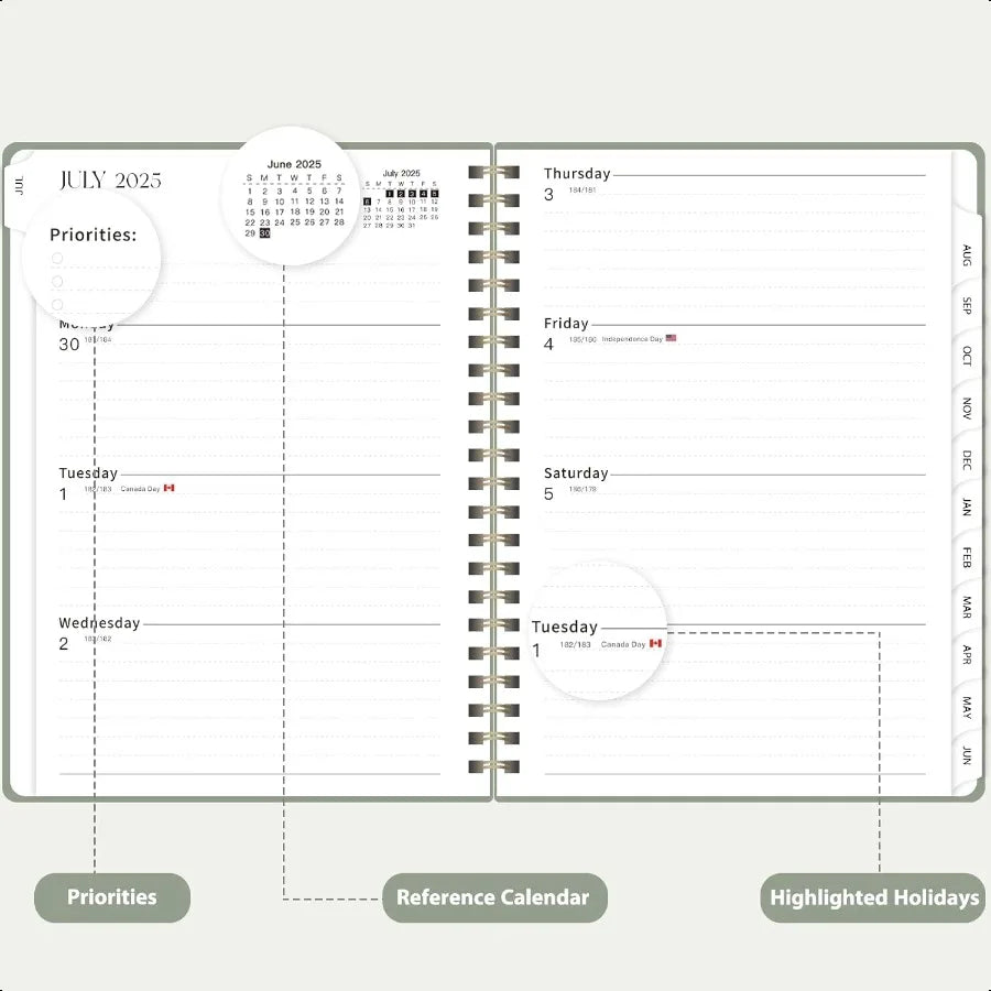 2025–2026 Weekly & Monthly Academic Calendar Planner – Hardcover Agenda with Tabs 📅✍️