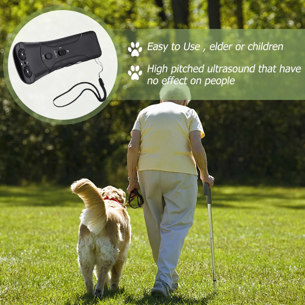 Ultrasonic Bark Control Device – Lightweight Anti-Barking Trainer with LED Flashlight for Pet Training & Bark Deterrent