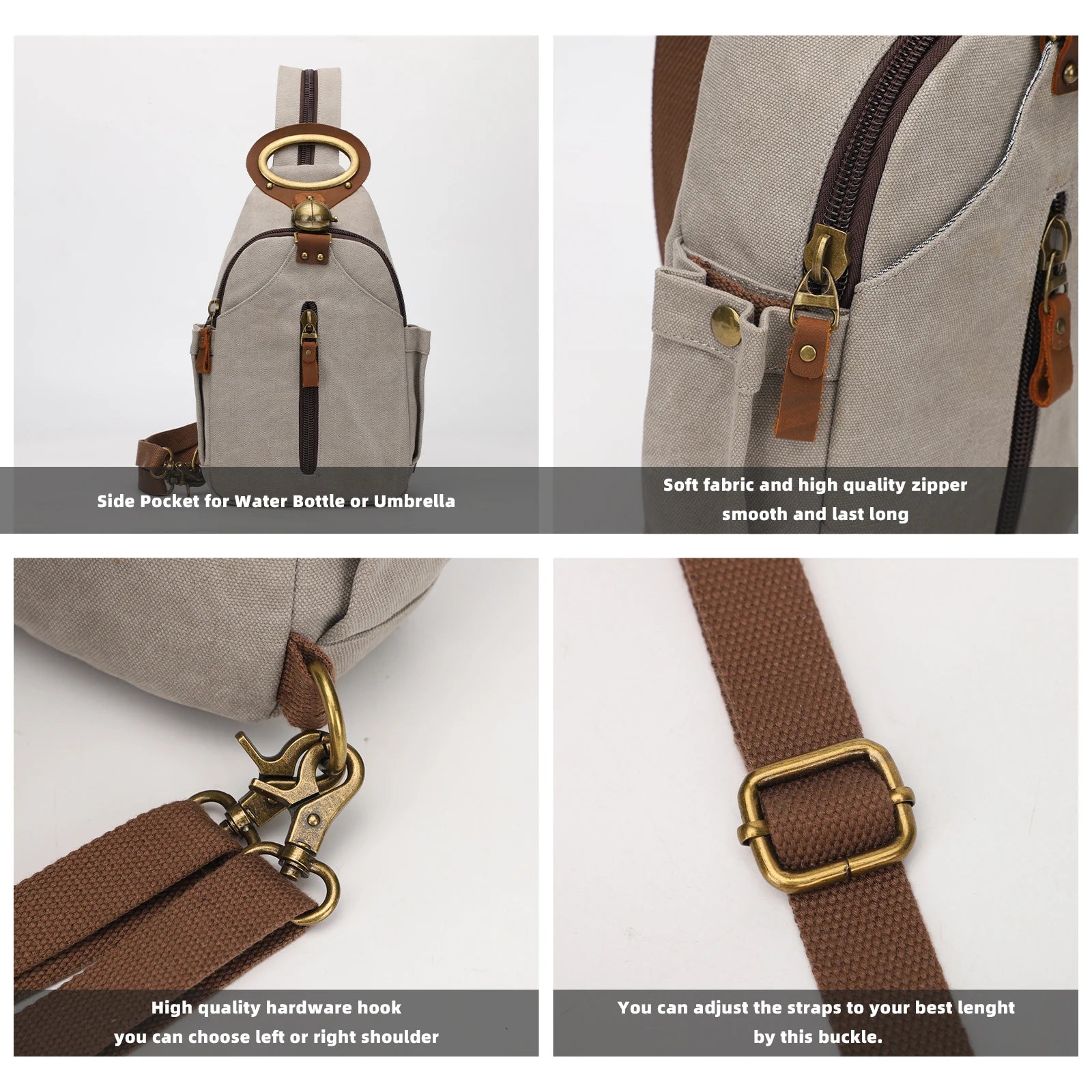 Kouli Buir Canvas Sling Backpack — Convertible Chest Crossbody Daypack for Outdoor Cycling, Hiking & Travel