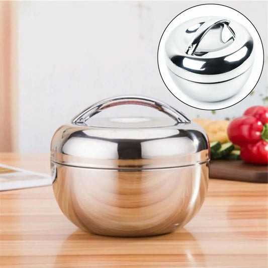 Portable Stainless Steel Thermo-Insulated Food Container – Round Bento Lunch Box (SCVD889)