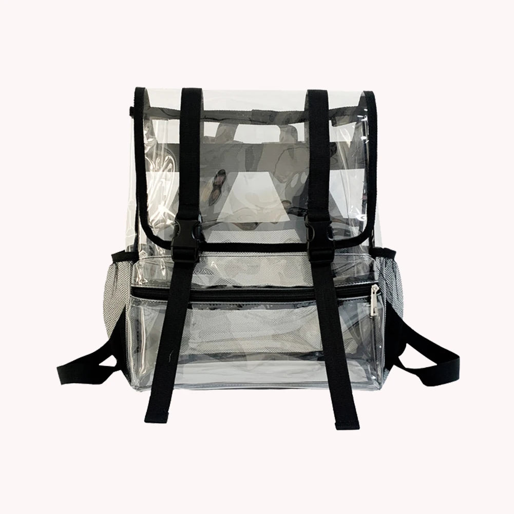 Transparent PVC Laptop Backpack – Waterproof Clear Casual Book Bag with Large Capacity for Women & Men