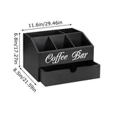 Wooden Coffee & Tea Station Organizer – Large Countertop Basket with Removable Dividers for Home Coffee Bar