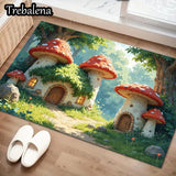 Welcome Door Mat – Mushroom House Charm Print Doormat for Indoor & Outdoor Entryway