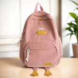Corduroy Cartoon Duck Backpack for Kids – Large Capacity Cute School & Laptop Bag with Adjustable Straps