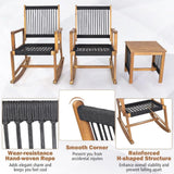Acacia Wood Rocking Bistro Set – 3-Piece Outdoor Patio Conversation Set with Coffee Table | All-Weather Wooden Rocking Chairs