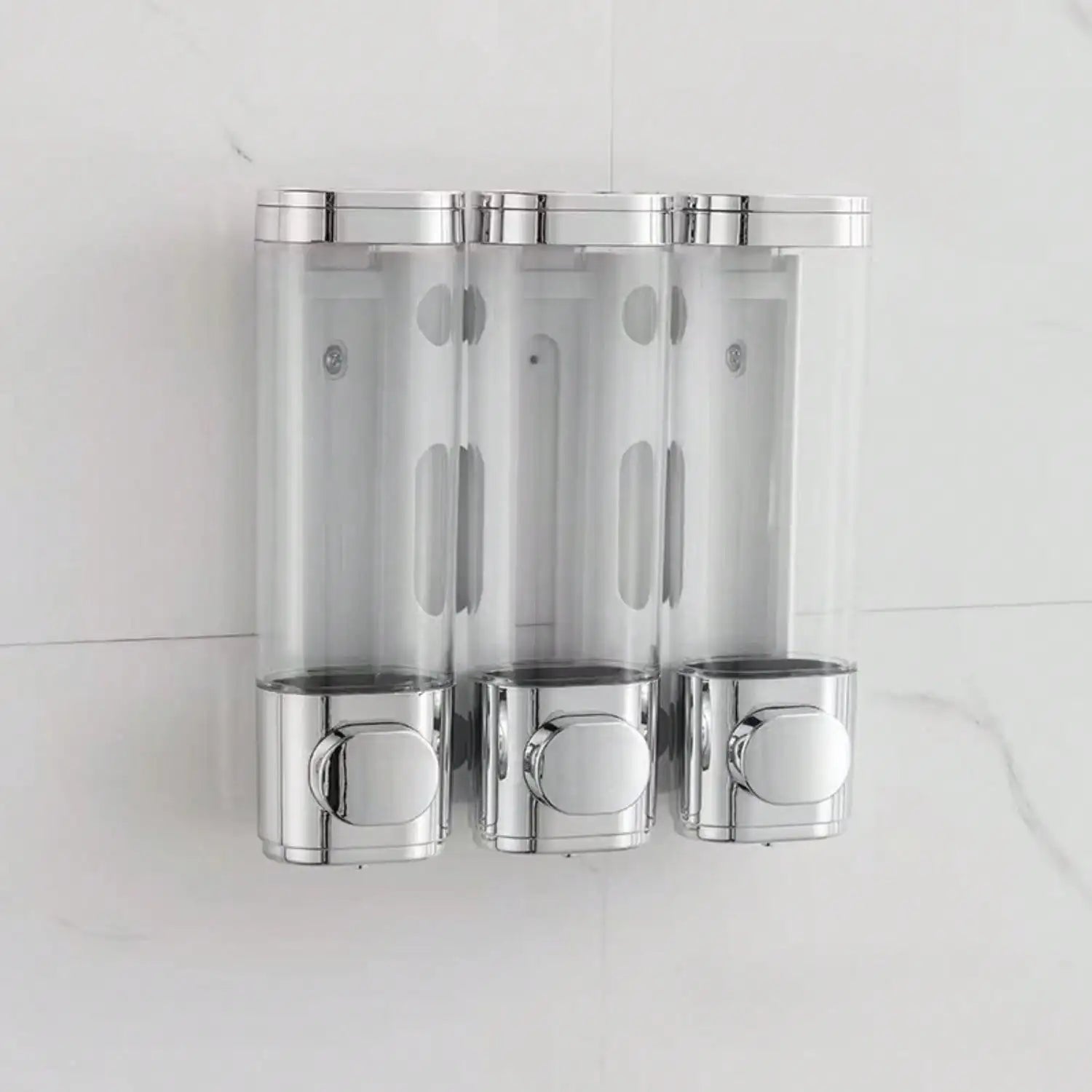 3-in-1 Chamber Wall-Mounted Shower Dispenser & Organizer – Pump for Shampoo, Soap & Conditioner