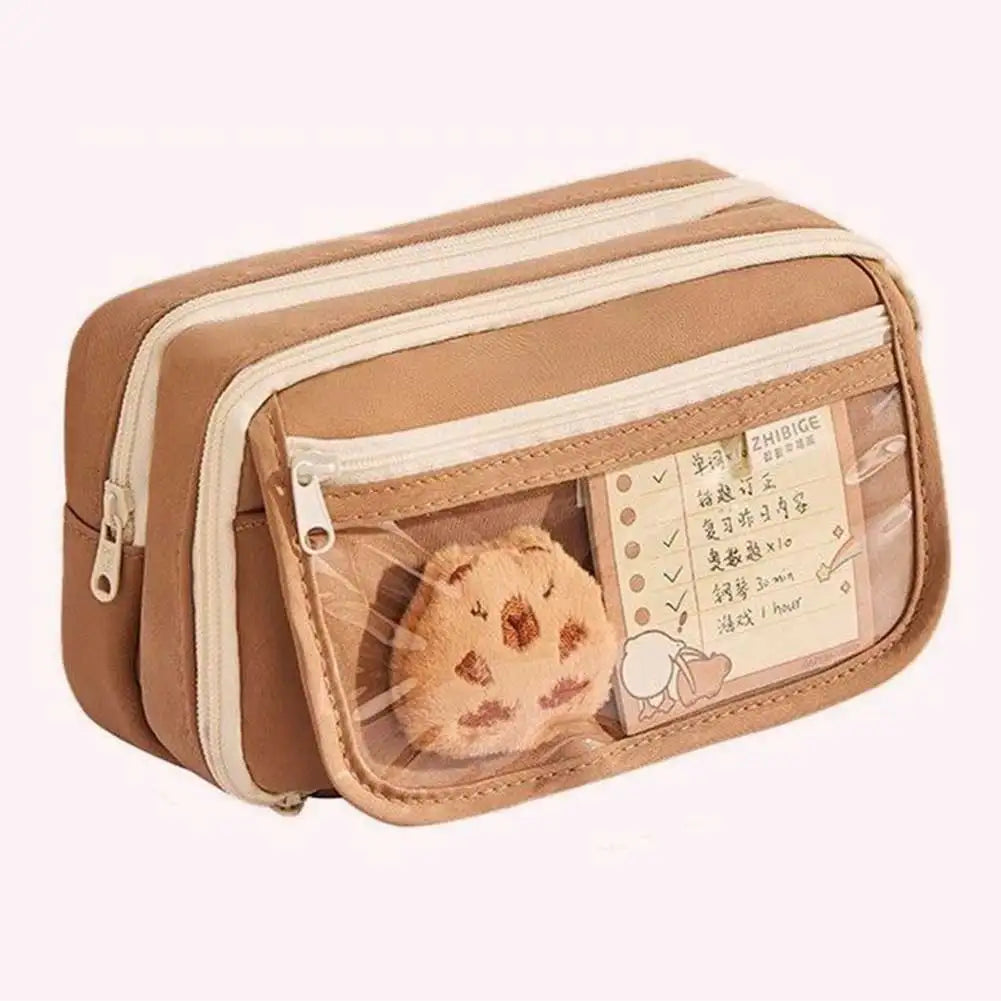9-Layer Kawaii Zipper Pencil Case – Large Capacity Capybara & Animal-Shape Multi-Tier Stationery Pouch for Kids