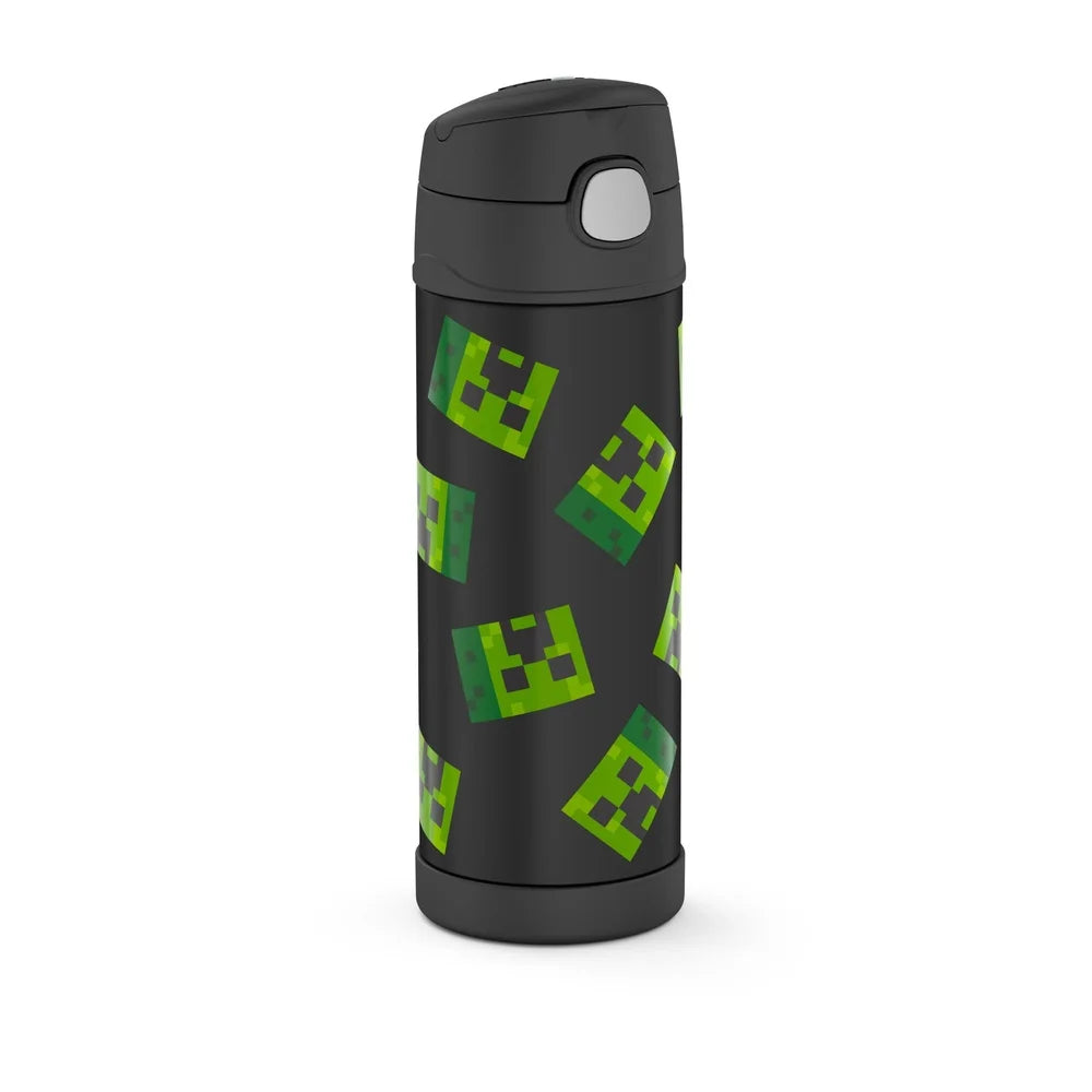 Minecraft 16 oz Stainless Steel Insulated Water Bottle – Kids Spout Lid with Carry Handle & Durable Build