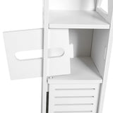 White Wood Bathroom Cabinet 80×15.5×15 cm – Slim Wall or Floor Cupboard with Shelf & Tissue Storage