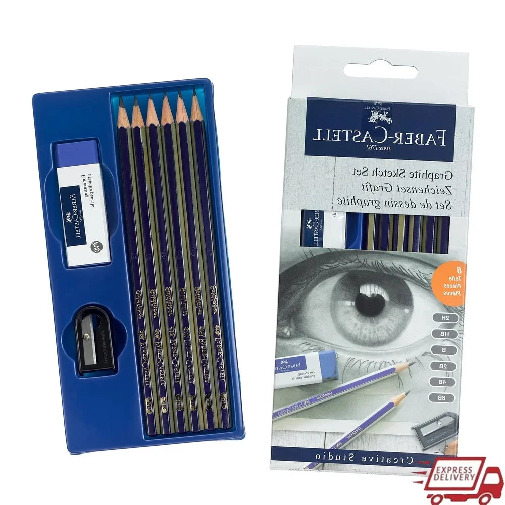 Premium Graphite Sketch Set – 6 Drawing & Shading Pencils with Essential Accessories