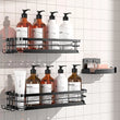 Large Rust-Proof Stainless Steel Shower Caddy – Adhesive Wall Mounted Shelf with Soap Holder & 4 Hooks