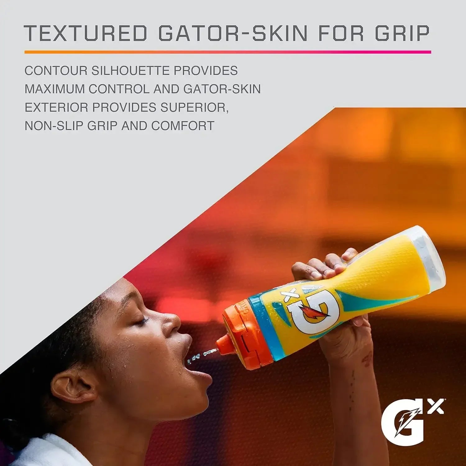 Gatorade GX 30 oz Non-Slip Squeeze Bottle – Athlete-Grade Refillable Hydration Bottle (Light Blue)