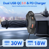 QC3.0 Motorcycle USB Charger 30W – Waterproof Fast Charger with Handlebar Mount for Bike, Smartphone & Digital Camera