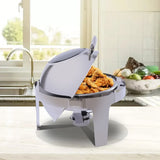 6L Round Roll-Top Electric Buffet Food Warmer Set – Premium Stainless Steel Chafing Dish