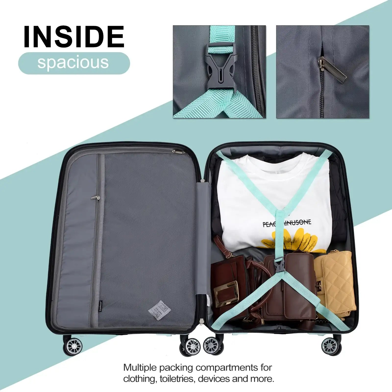 Travelhouse 3-Piece Hardshell Luggage Set – Spinner Wheels, TSA Lock, Lightweight Travel Trio